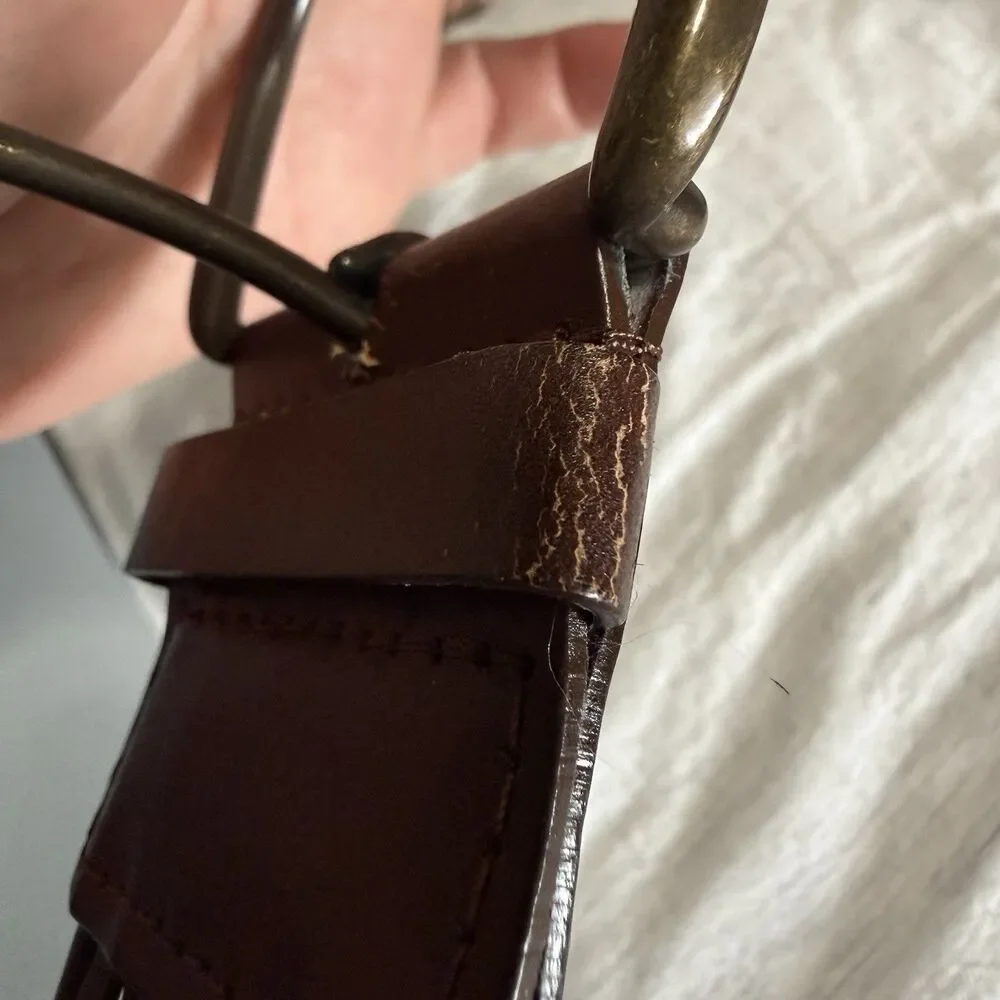 Coldwater Creek Women's Belt Size Small Braided Brown Bonded Leather Belt‎